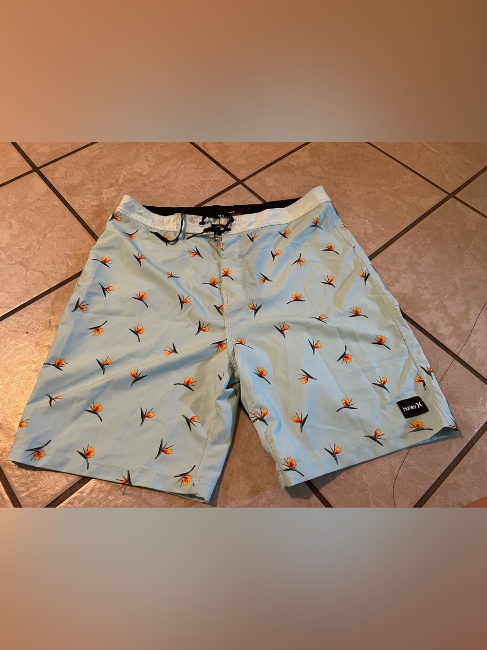 Hurley Light Blue Swim Board Shorts Size 31